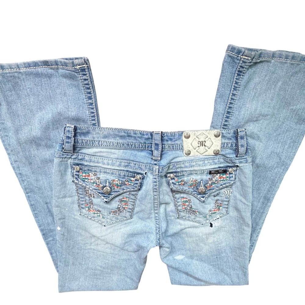 Trashy Y2K Miss Me Signature Boot Cut Jeans Embroidered Sequin Pockets Size 29